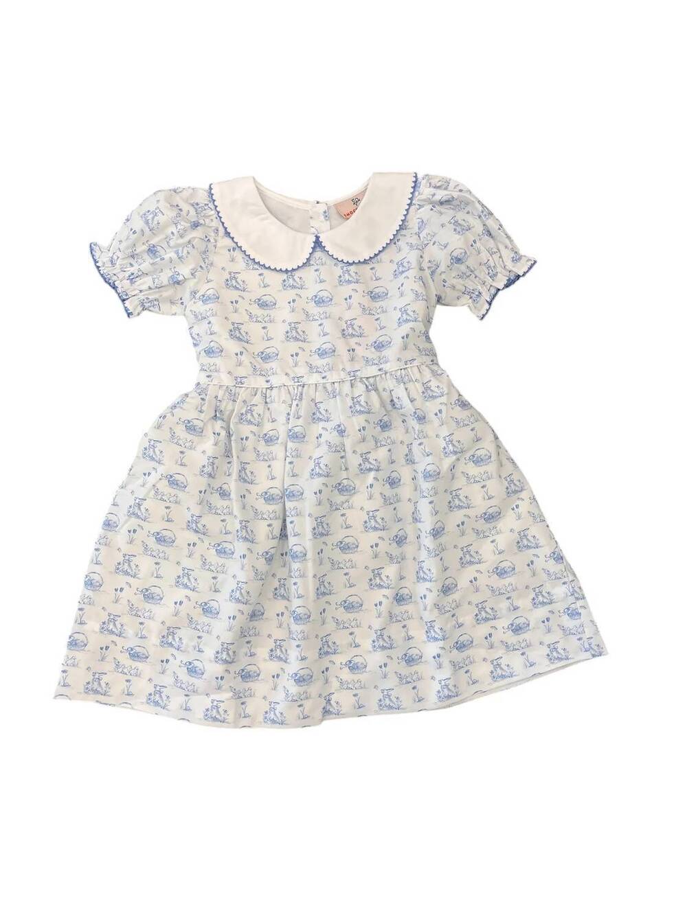 NEW SMOCKINGBIRD girls bunny toile dress in blue